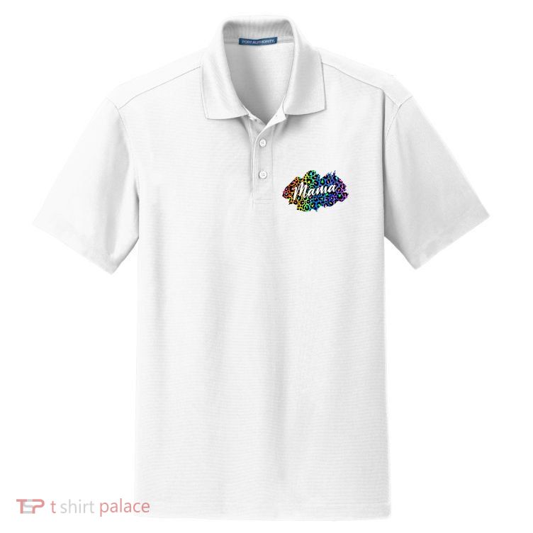 Mama Neon Leopard Print Cute Gift Dry Zone Grid Polo