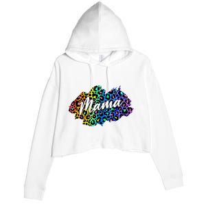 Mama Neon Leopard Print Cute Gift Crop Fleece Hoodie