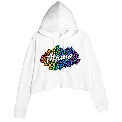 Mama Neon Leopard Print Cute Gift Crop Fleece Hoodie