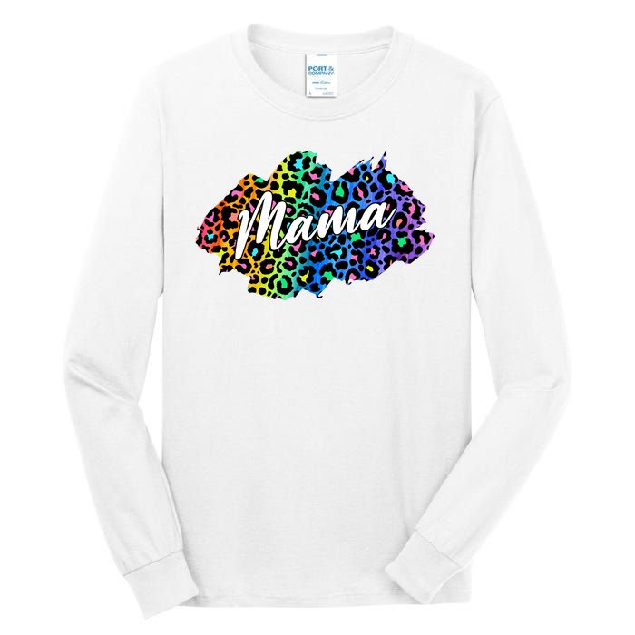 Mama Neon Leopard Print Cute Gift Tall Long Sleeve T-Shirt