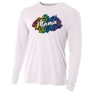 Mama Neon Leopard Print Cute Gift Cooling Performance Long Sleeve Crew