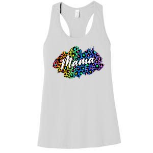 Mama Neon Leopard Print Cute Gift Women's Racerback Tank