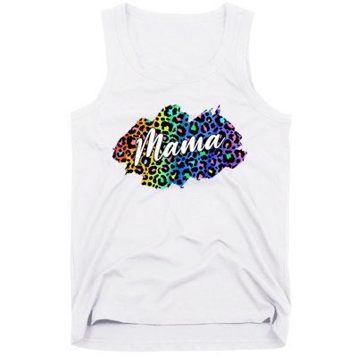 Mama Neon Leopard Print Cute Gift Tank Top