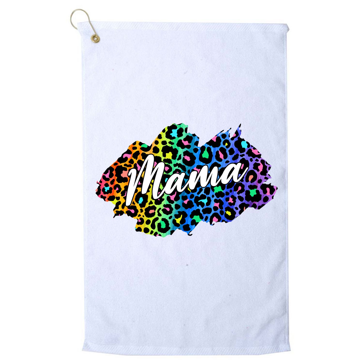 Mama Neon Leopard Print Cute Gift Golf Towel