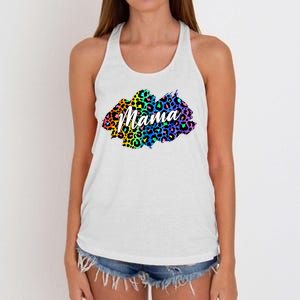 Mama Neon Leopard Print Cute Gift Women's Knotted Racerback Tank