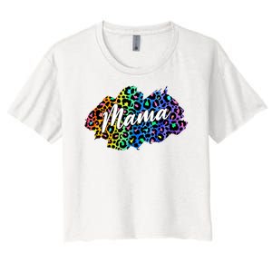 Mama Neon Leopard Print Cute Gift Women's Crop Top Tee