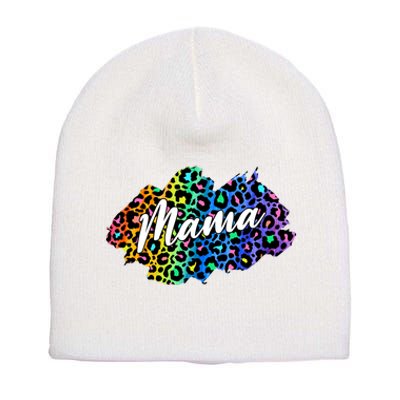 Mama Neon Leopard Print Cute Gift Short Acrylic Beanie