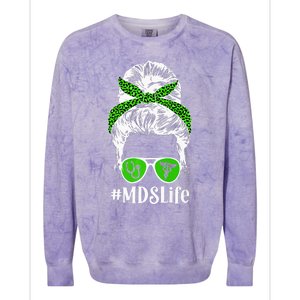 MDS Nurse Life MDS Nursing Messy Bun Colorblast Crewneck Sweatshirt