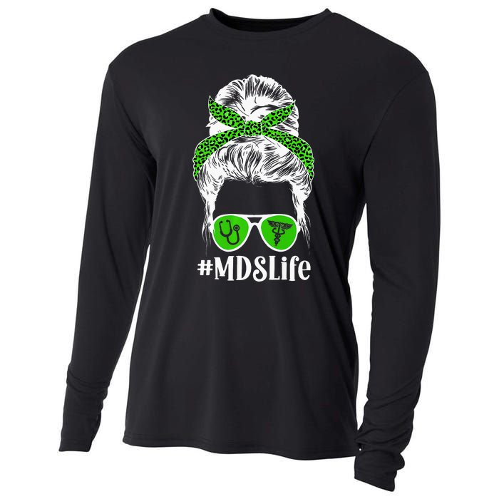 MDS Nurse Life MDS Nursing Messy Bun Cooling Performance Long Sleeve Crew