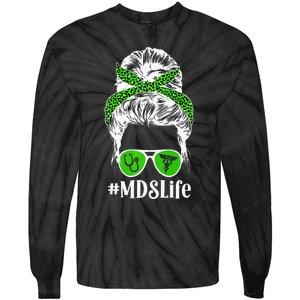 MDS Nurse Life MDS Nursing Messy Bun Tie-Dye Long Sleeve Shirt