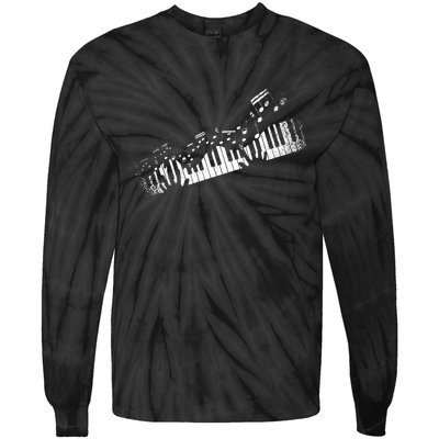 Music Notes Musical Instrument Pianist Gift Idea Piano Tie-Dye Long Sleeve Shirt