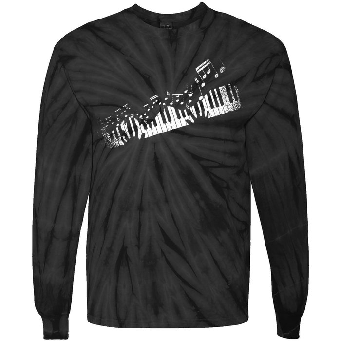 Music Notes Musical Instrument Pianist Gift Idea Piano Tie-Dye Long Sleeve Shirt