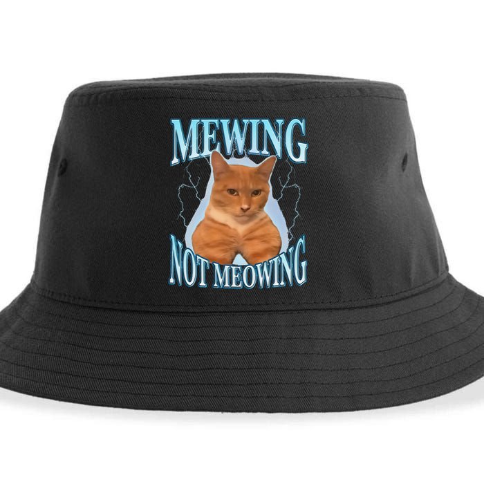 Mewing Not Meowing Funny Meme Sustainable Bucket Hat