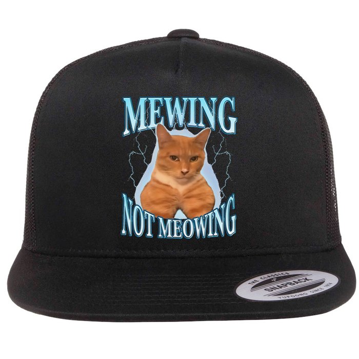 Mewing Not Meowing Funny Meme Flat Bill Trucker Hat