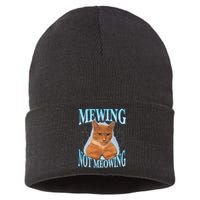 Mewing Not Meowing Funny Meme Sustainable Knit Beanie