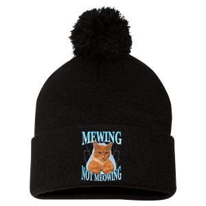 Mewing Not Meowing Funny Meme Pom Pom 12in Knit Beanie