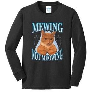 Mewing Not Meowing Funny Meme Kids Long Sleeve Shirt