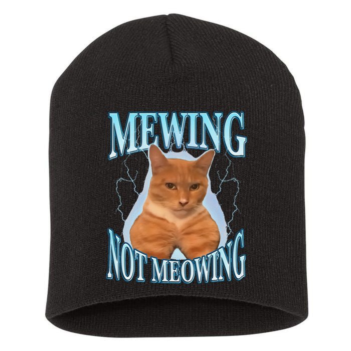 Mewing Not Meowing Funny Meme Short Acrylic Beanie