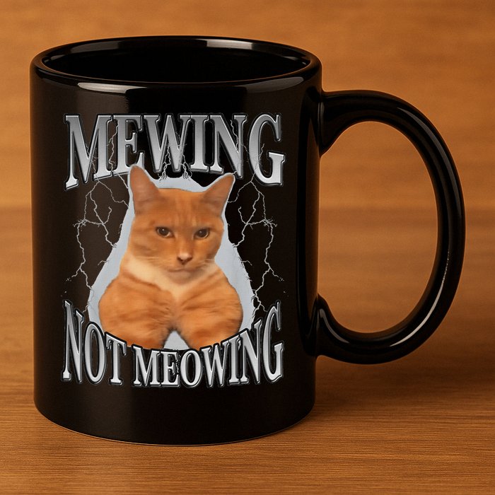 Mewing Not Meowing 11oz C Handle Ceramic Mug