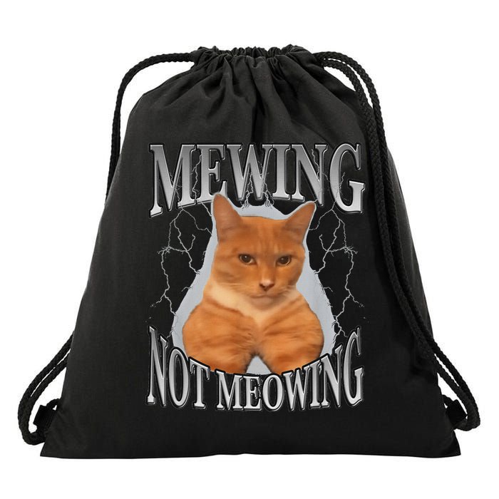 Mewing Not Meowing Drawstring Bag