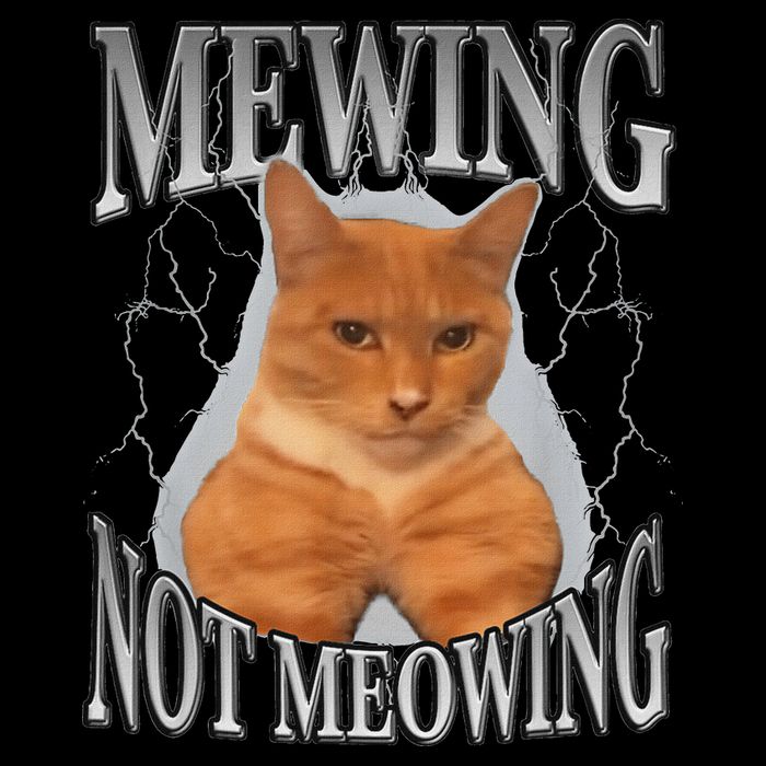 Mewing Not Meowing Drawstring Bag