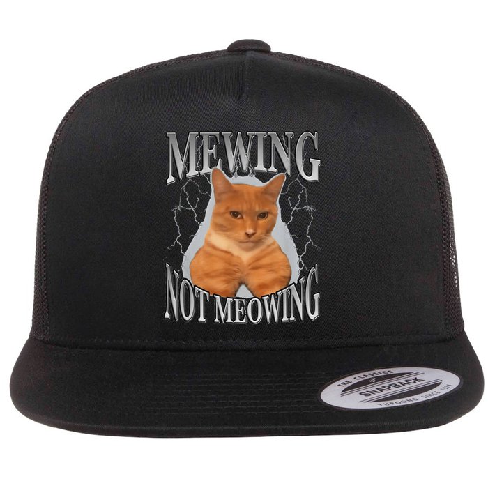 Mewing Not Meowing Flat Bill Trucker Hat