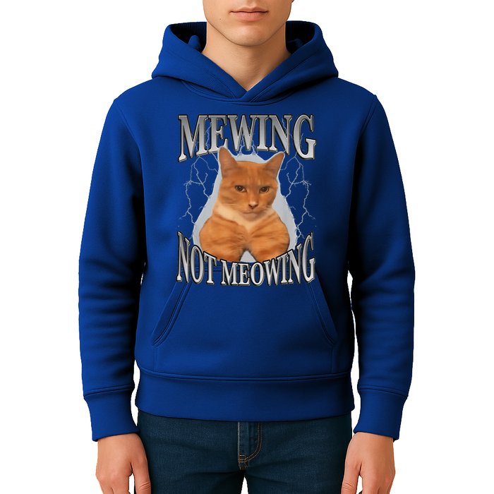 Mewing Not Meowing Kids Hoodie
