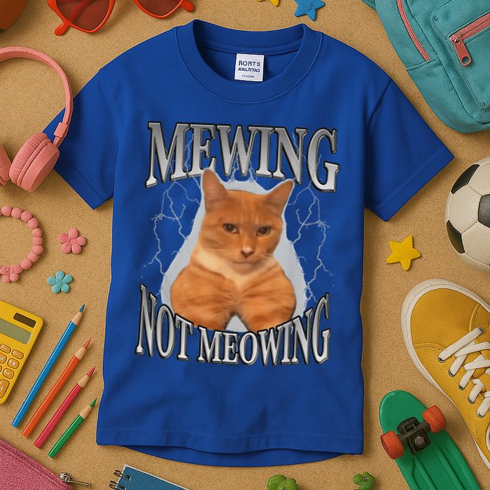 Mewing Not Meowing Kids T-Shirt