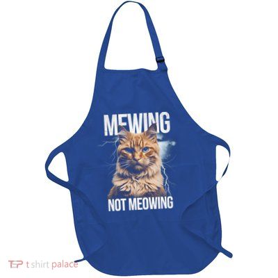 Meowing Not Meowing Funny Cat Lover Design Full-Length Apron With Pockets