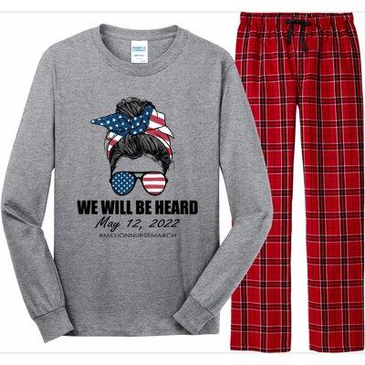 Million Nurse March We Will Be Heard Messy Bun USA Long Sleeve Pajama Set