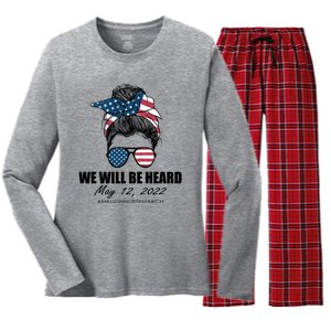 Million Nurse March We Will Be Heard Messy Bun USA Women's Long Sleeve Flannel Pajama Set 