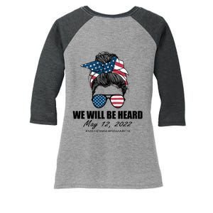 Million Nurse March We Will Be Heard Messy Bun USA Women's Tri-Blend 3/4-Sleeve Raglan Shirt