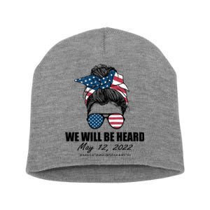 Million Nurse March We Will Be Heard Messy Bun USA Short Acrylic Beanie