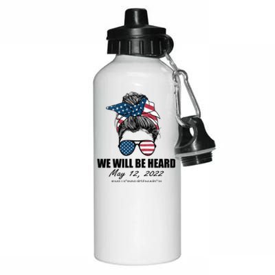 Million Nurse March We Will Be Heard Messy Bun USA Aluminum Water Bottle 