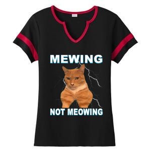 Mewing Not Meowing Funny Cat Meme Feline Ladies Halftime Notch Neck Tee