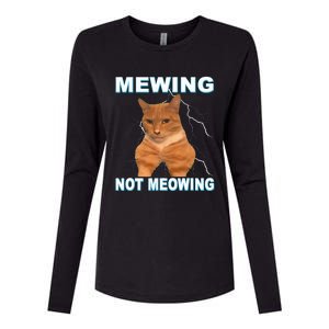 Mewing Not Meowing Funny Cat Meme Feline Womens Cotton Relaxed Long Sleeve T-Shirt