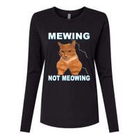 Mewing Not Meowing Funny Cat Meme Feline Womens Cotton Relaxed Long Sleeve T-Shirt