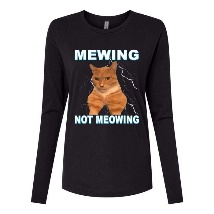 Mewing Not Meowing Funny Cat Meme Feline Womens Cotton Relaxed Long Sleeve T-Shirt