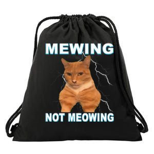 Mewing Not Meowing Funny Cat Meme Feline Drawstring Bag