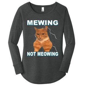 Mewing Not Meowing Funny Cat Meme Feline Women's Perfect Tri Tunic Long Sleeve Shirt