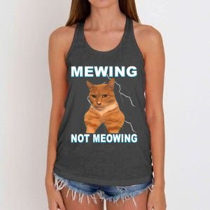 Mewing Not Meowing Funny Cat Meme Feline Women's Knotted Racerback Tank