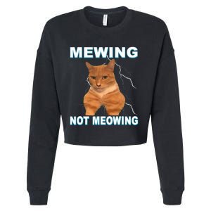 Mewing Not Meowing Funny Cat Meme Feline Cropped Pullover Crew