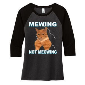 Mewing Not Meowing Funny Cat Meme Feline Women's Tri-Blend 3/4-Sleeve Raglan Shirt