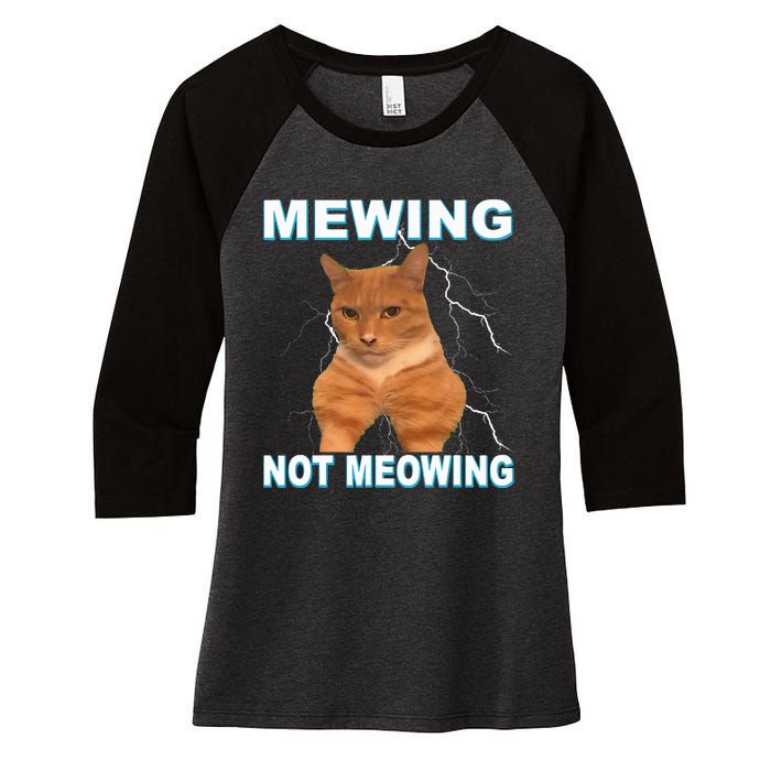 Mewing Not Meowing Funny Cat Meme Feline Women's Tri-Blend 3/4-Sleeve Raglan Shirt