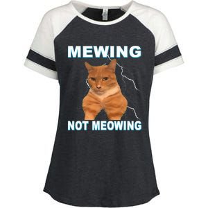 Mewing Not Meowing Funny Cat Meme Feline Enza Ladies Jersey Colorblock Tee