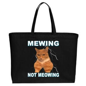 Mewing Not Meowing Funny Cat Meme Feline Cotton Canvas Jumbo Tote