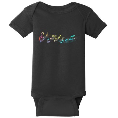Musical Notes Music Dad Text In Treble Clef Baby Bodysuit