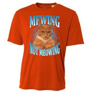 Mewing Not Meowing Funny Cat Meme Cooling Performance Crew T-Shirt