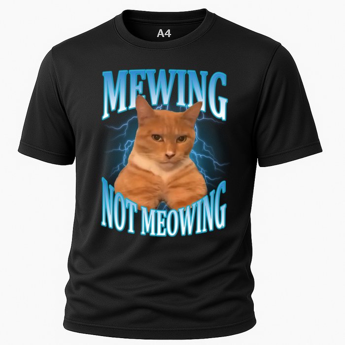 Mewing Not Meowing Funny Cat Meme Cooling Performance Crew T-Shirt