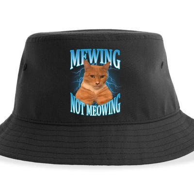 Mewing Not Meowing Funny Cat Meme Sustainable Bucket Hat